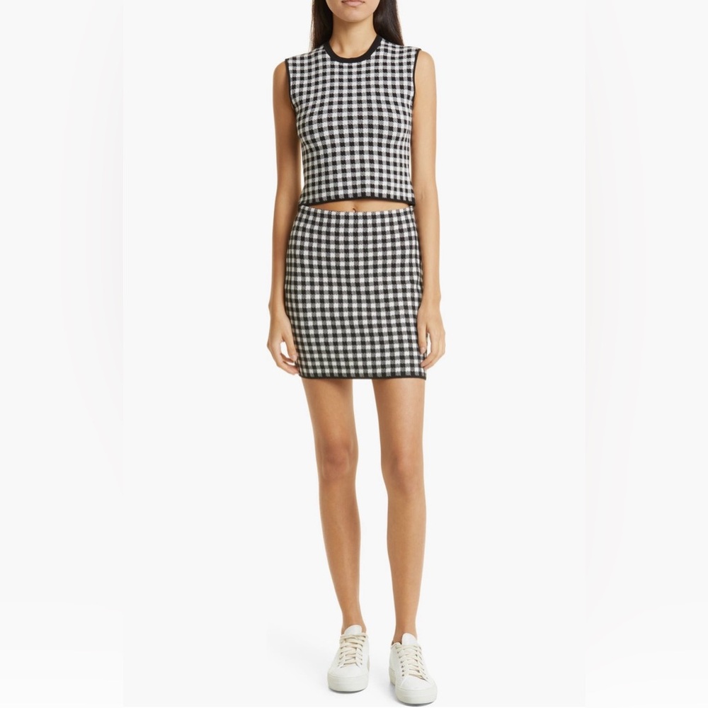 🆕 SET ATM Anthony Thomas Melillo Gingham Jacquard Skirt and Top